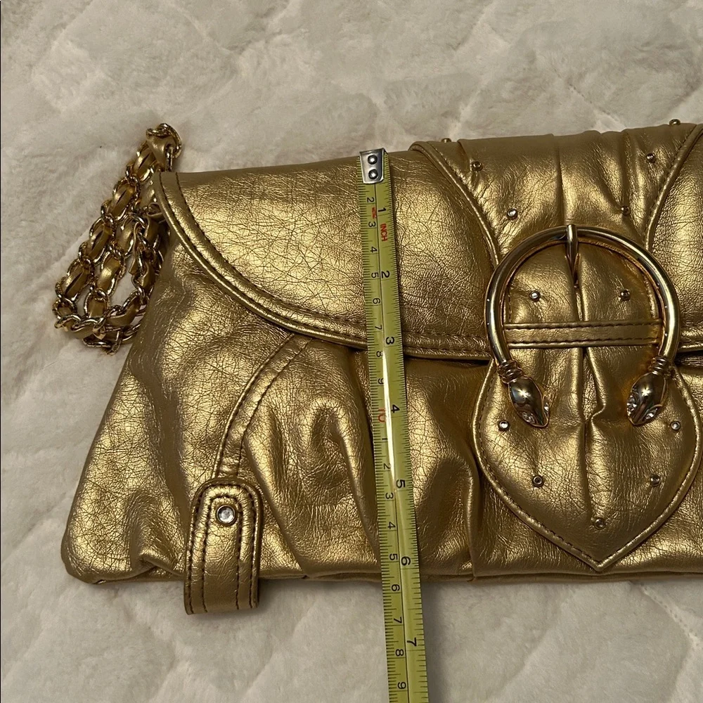 Cache Metallic Gold Clutch with Chain Strap - Picture 5 of 9